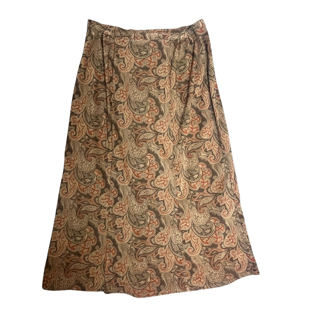 Notations Paisley Maxi Skirt Large Brown Dark Academia VTG 90s Earthy Rustic